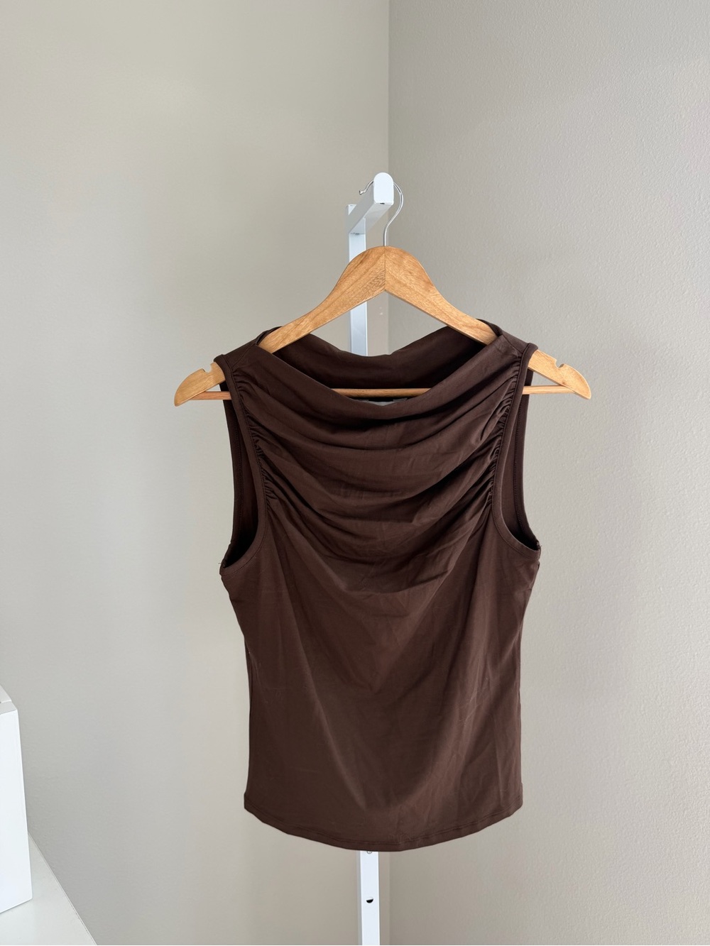 Miss Selfridge Brown Sleeveless Draped Tank